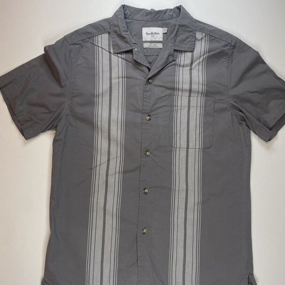 Goodfellow & Co. Button Up Shirt Men's Slim Short Sleeve Gray Cotton Size M - Picture 1 of 8